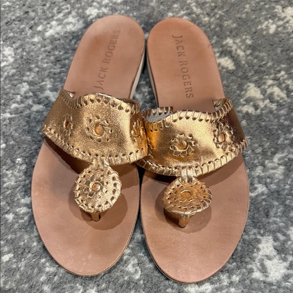 Jack Rogers Shoes - Jack Rogers Metallic Bronze  Leather Sandals